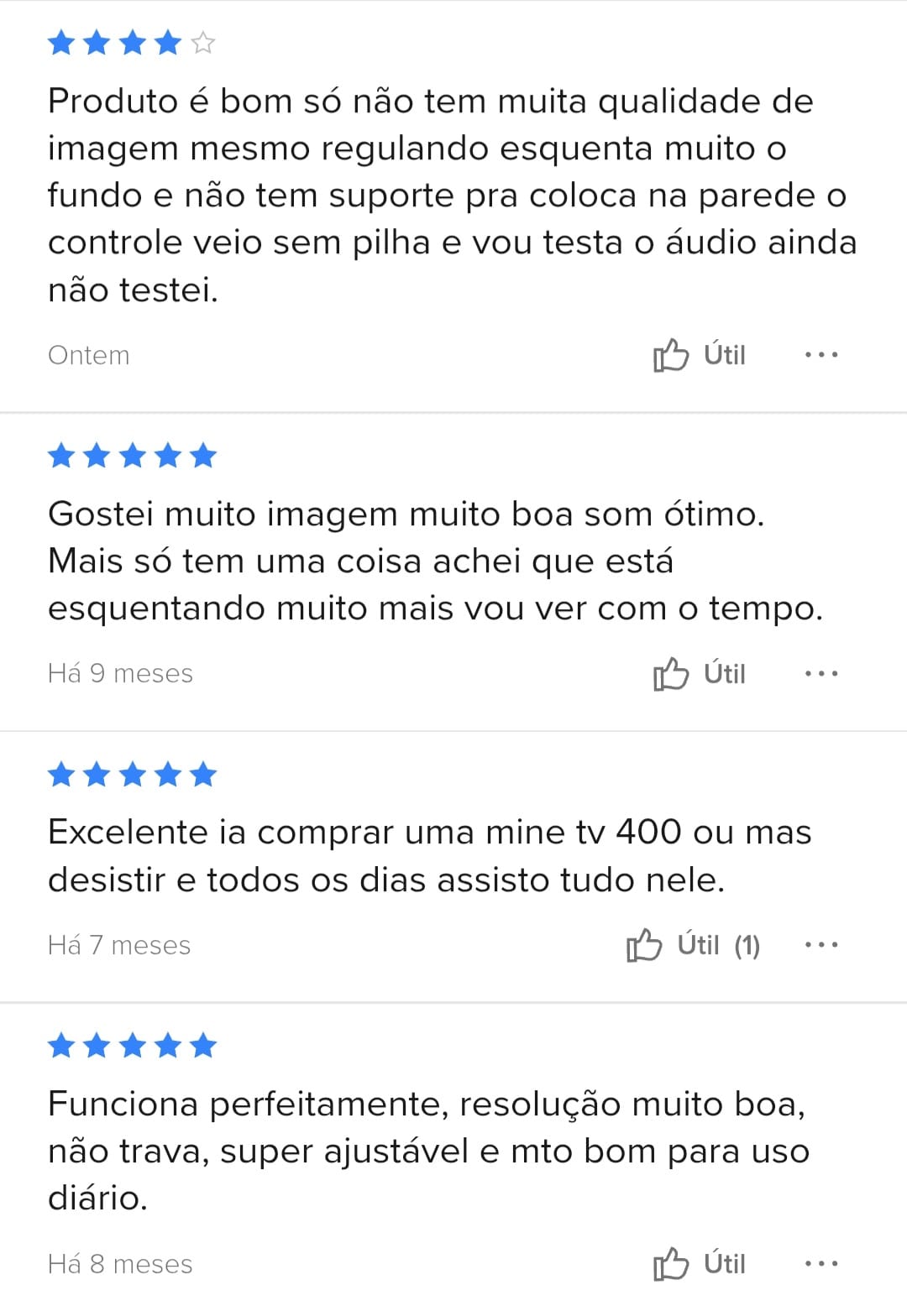 Avaliação real de cliente